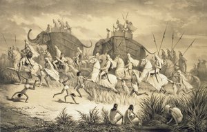 Cavalcata di capi Sikh su elefanti, da 