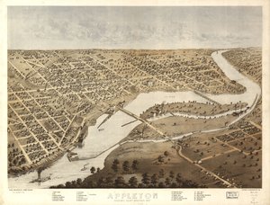 Appleton, Contea di Outagamie, Wisconsin 1867. LOC 73694533 da A.; Chicago Lithographing Co. Ruger