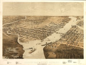 Green Bay e Fort Howard, Brown Co., Wisconsin 1867. LOC 73694541 da A.; Chicago Lithographing Co. Ruger