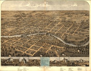 South Bend, Indiana 1866 da A.; Chicago Lithographing Co. Ruger