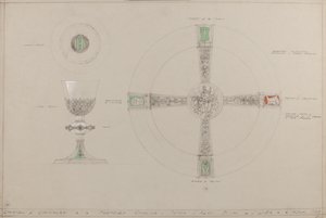 Cappella della Cavalleria: calice, patena e piatto delle elemosine proposti da A. Edward Jones and Co.
