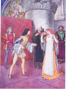 Togliendosi la maschera, la signora sconosciuta si rivelò non essere una nipote (come era stato presentato) dalla stessa eroina (Molto rumore per nulla), da Tales from Shakespeare pub. da Ward Lock & Co Ltd