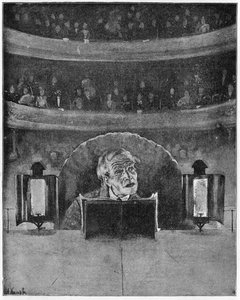 Come un attore vede il suo pubblico e il suggeritore, c.1890 da A. Kamak