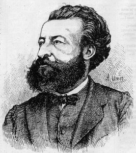 Ritratto di Ulrich de Fonvielle (1833-1911), giornalista e letterato francese - Incisione di Lemot del 1870 da A Lemot