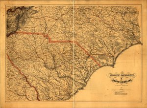 633.600. LC Civil War Maps (2nd ed.), 305a.4 Mappa generale. Le autorità utilizzate per la realizzazione della mappa sono elencate sotto il titolo. I nomi degli stati, i confini e le ferrovie sono sovrastampati in rosso. Descrizione derivata dalla bibliogr da A. Lindenkohl