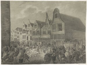 Crollo della cassaforma lungo la Kortendijk a Gorinchem, 1809 (serie di quattro tavole dedicate al re Luigi Napoleone)