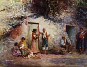 Granada, Zingari alle Porte delle loro Grotte (litografia a colori)