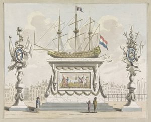 Commercio e Navigazione, decorazione al Nieuwmarkt, 1795 da A. Verkerk