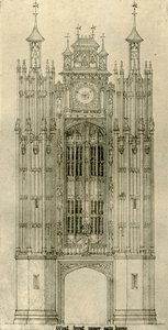 Disegno architettonico: fronte ovest della casa del cancello interno, 1833-1834, 1906 da A. W. N. Pugin