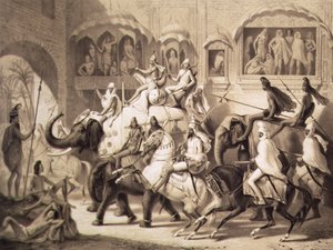 Una strada a Lahore, da Viaggio in India, inciso da Louis Henri de Rudder (1807-81) 1842 da A. after Soltykoff