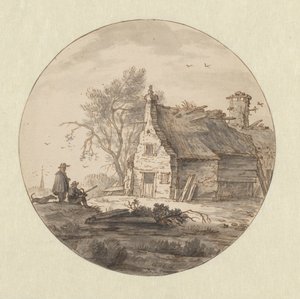 Casa colonica in rovina con un disegnatore da Aarnout ter Himpel