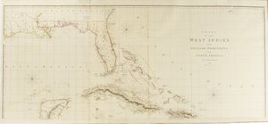 Carta delle Indie Occidentali e dei domini spagnoli in Nord America da Aaron Arrowsmith