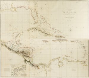 Carta delle Indie Occidentali e dei domini spagnoli in Nord America da Aaron Arrowsmith