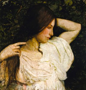 Ragazza che si sistema i capelli da Abbott Handerson Thayer