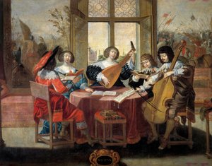 I cinque sensi: udito Un gruppo di nobili suona e canta. Dipinto di Abraham Bosse (1602-1676). XVII secolo. Tours, Museo delle Belle Arti da Abraham (after) Bosse