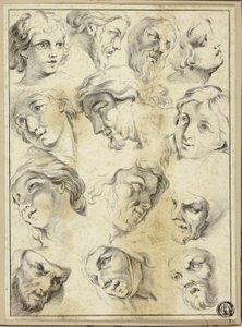 13 schizzi di volti diversi da Abraham Bloemaert