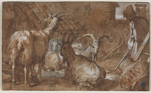 Un cortile con capre e un capraio, c. 1610-1615 da Abraham Bloemaert