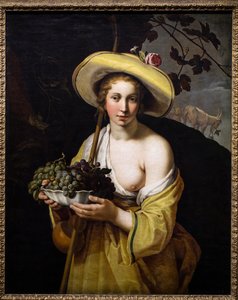 Bergere con un piatto di uva da Abraham Bloemaert