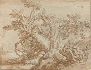 Paesaggio con Figura Seduta e Cane