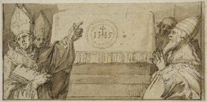 I quattro Padri della Chiesa latina davanti a un altare da Abraham Bloemaert