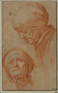 Due studi sulla testa di una donna anziana da Abraham Bloemaert