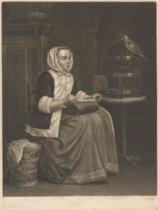 Donna che cuce da Abraham Blooteling