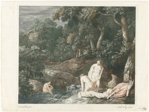 Diana e le sue ninfe che fanno il bagno in un fiume da Abraham Bloteling