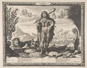 Dichiarazione di guerra alla Spagna da parte di Luigi XIII: Il re come Ercole, ca. 1635 da Abraham Bosse