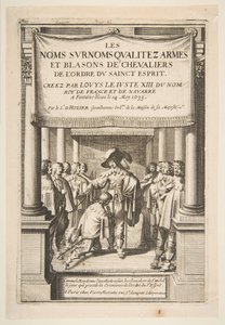 Frontespizio per Les noms surnoms qualitez armes et blasons des chevalie... di Pierre d
