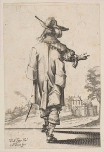Gentiluomo visto di spalle che indica verso un castello, 1629 da Abraham Bosse
