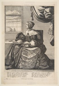 Donna seduta che tiene un libro e canta, metà-fine XVII secolo da Abraham Bosse
