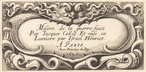 Pagina del titolo per "Le piccole miserie della guerra" di Callot da Abraham Bosse