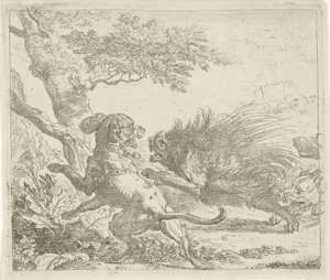 Porcospino attaccato da cani da Abraham Danielsz. Hondius