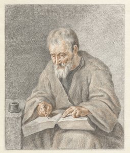 Vecchio che scrive in un libro da Abraham Delfos