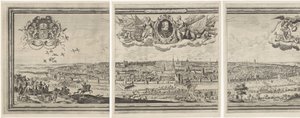 Veduta di Bruxelles, composta da tre parti da Abraham Dircksz. Santvoort