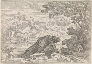 Paesaggio con fiume (serie di paesaggi arcadici) da Abraham Genoels
