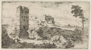Paesaggio con torre quadrata