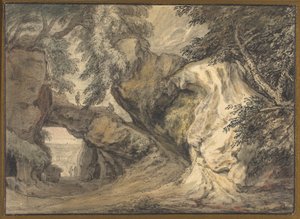 Paesaggio con un arco naturale da Abraham Genoels II
