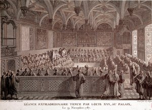 Prima della Rivoluzione Francese: Sessione straordinaria tenuta da Luigi XVI (1754-1793) al Palazzo di Versailles, 19 novembre da Abraham Girardet