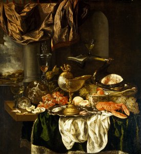 Natura Morta con Paesaggio, 1650s da Abraham Hendricksz van Beyeren