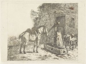 Cavallo davanti a una locanda da Abraham Hendrik Winter
