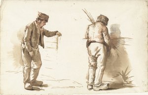 Due studi di un uomo in piedi