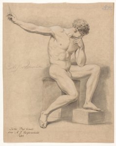 Nudo maschile seduto, visto di fronte (3° premio 1805)