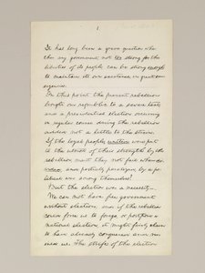 Manoscritto autografo del discorso di vittoria elettorale di Lincoln come Presidente, pronunciato a Washington D.C., dalla finestra della Casa Bianca la sera del 10 novembre da Abraham Lincoln