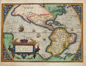 Americae Sive Novi Orbis, Nova Descriptio (Le Americhe o il Nuovo Mondo, nuova descrizione) da Abraham Ortelius