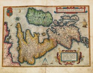 Angliae, Scotiae, et Hiberniae, sive Britannicar: Descrizione delle isole britanniche da Abraham Ortelius