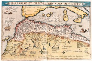 Barbariae and Biledulgerid, Nova Descriptio. Mappa geografica del nord Africa da "Theatrum Orbis Terrarum" di Abraham Ortelius da Abraham Ortelius