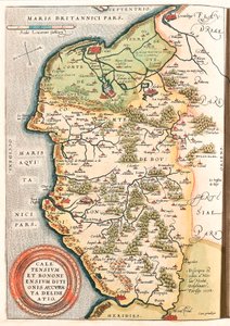 Caletensium et Bononiensium Ditionis Accurata Delineatio Mappa geografica del territorio del Boulonnais, Artois e Fiandre francesi, inclusi i luoghi di Calais, Arches, Greuelinge, Etaples e Montreuil... tratta dal "Theatrum Orbis Terrarum"