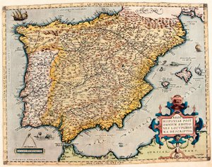 Descrizione della Spagna. Mappa geografica dal "Theatrum Orbis Terrarum" di Abraham Ortelius da Abraham Ortelius