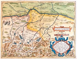 Germania (Stato: Baviera), Austria (Stato: Tirolo, Alta Austria, Salisburgo) da Abraham Ortelius